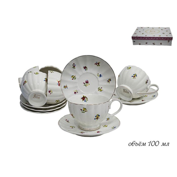 Кофейный сервиз "Полевые Цветы", 12 предметов, в подарочной упаковке
