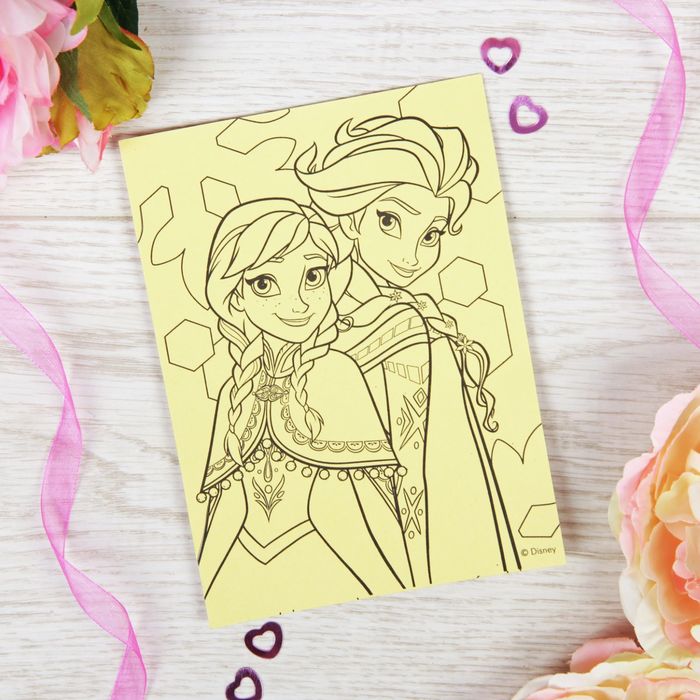 Фреска-открытка "Чудес в Новом году!" Холодного сердце + 9 цветов песка по 2 гр, блестки 2 гр,стэка