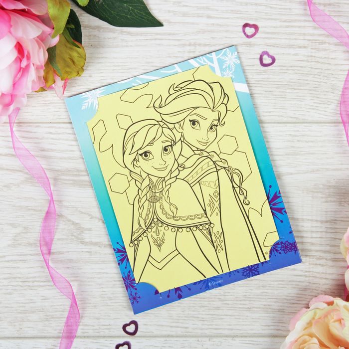 Фреска-открытка "Чудес в Новом году!" Холодного сердце + 9 цветов песка по 2 гр, блестки 2 гр,стэка