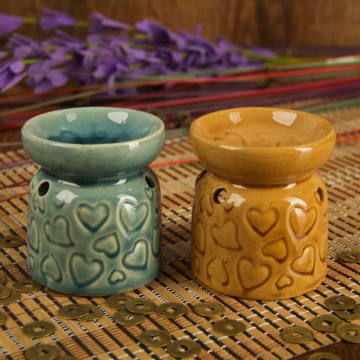 Аромалампа керамика "Сердечки" МИКС 7,5х6,5х6,5 см