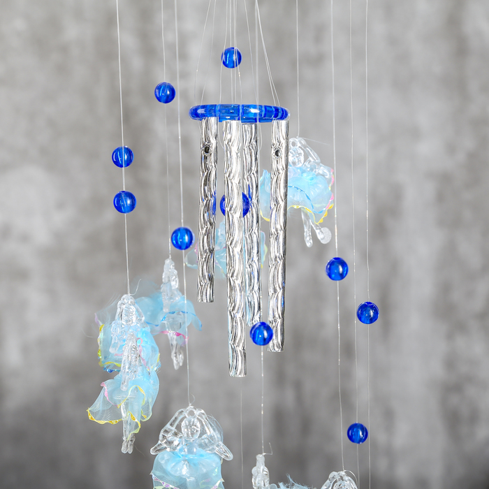 Музыка ветра пластик "Балерина" 4 трубочки + 11 фигурок МИКС h=75 см