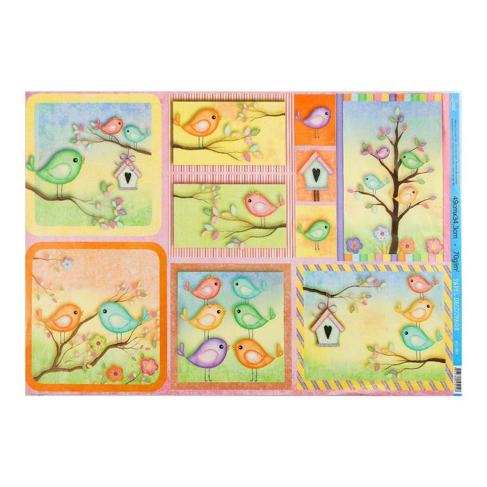 Декупажная бумага Litoarte "Веселые птички" 49х34,3 см