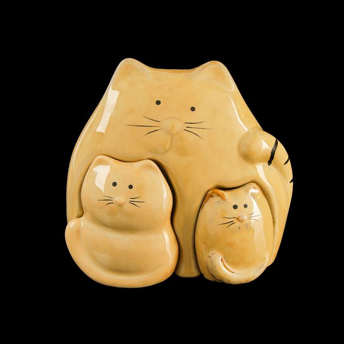 Сувенир керамика "Кошачье семейство" набор 3 шт 14х13,5х7,5 см