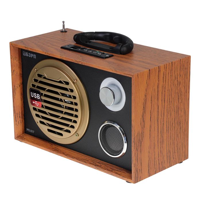Радиоприемник "БЗРП РП-317", USB, SD, стереозвук, 220V, акб 900мА/ч
