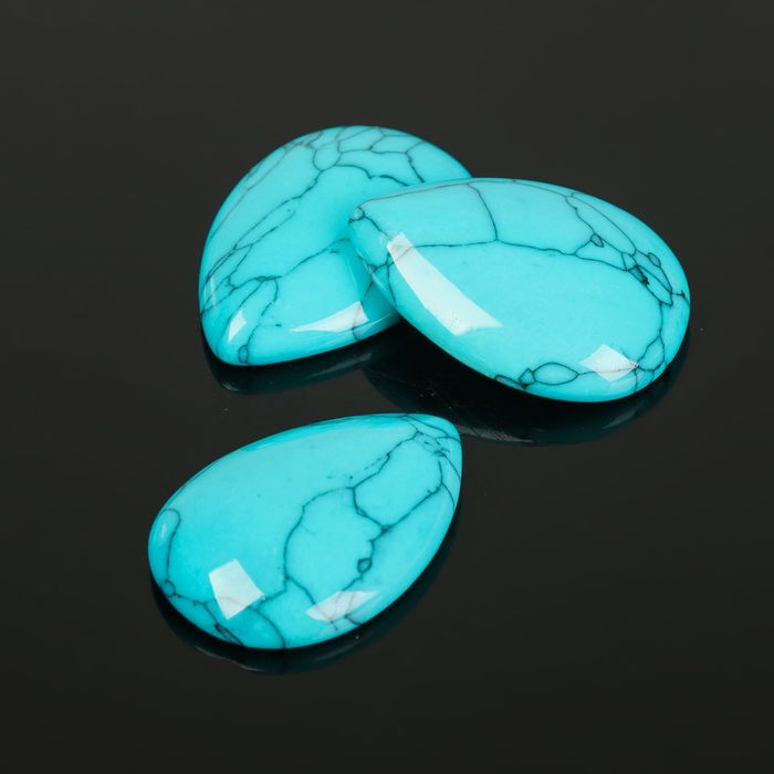Кабошон капля 18*25мм (набор 3шт), под бирюзу
