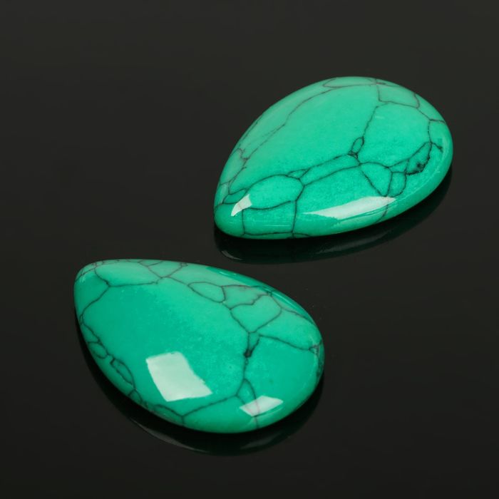Кабошон капля 25*25мм (набор 2шт), под зеленую бирюзу
