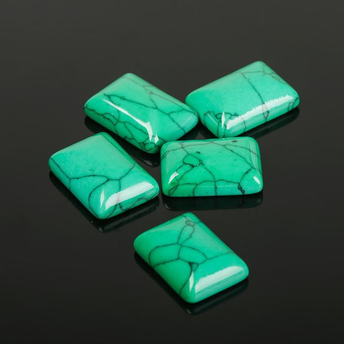 Кабошон прямоугольник 13*18мм (набор 5шт), под зеленую бирюзу