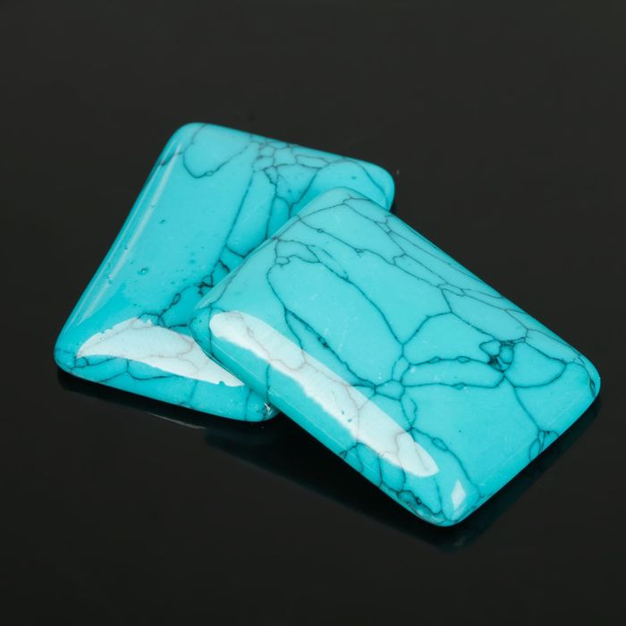 Кабошон прямоугольник 25*35мм (набор 2шт), под бирюзу