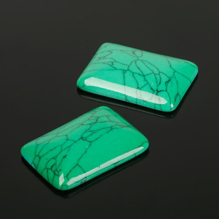 Кабошон прямоугольник 25*35мм (набор 2шт), под зеленую бирюзу