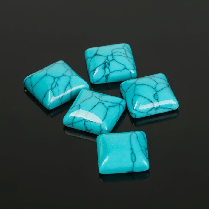 Кабошон квадрат 14*14мм (набор 5шт), под бирюзу