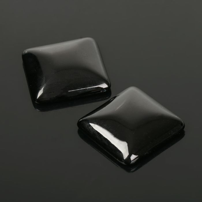 Кабошон квадрат 25*25мм (набор 2шт), под черный агат