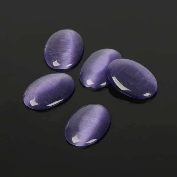 Кабошон "Кошачий глаз" овал 13*18мм (набор 5шт), цвет фиолетовый