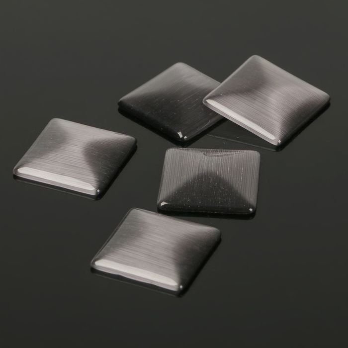 Кабошон "Кошачий глаз" квадрат 14*14мм (набор 5шт), цвет серый