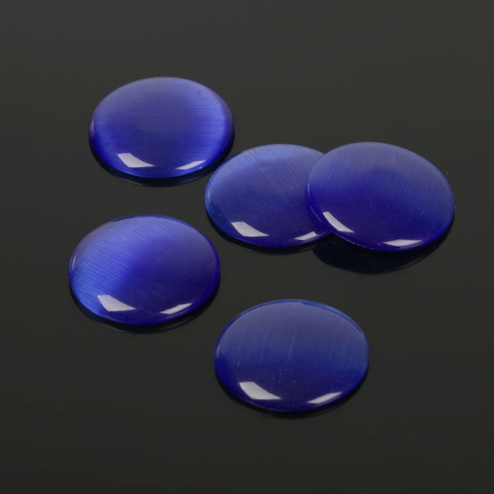 Кабошон "Кошачий глаз" круг 20мм (набор 5шт), цвет темно-синий