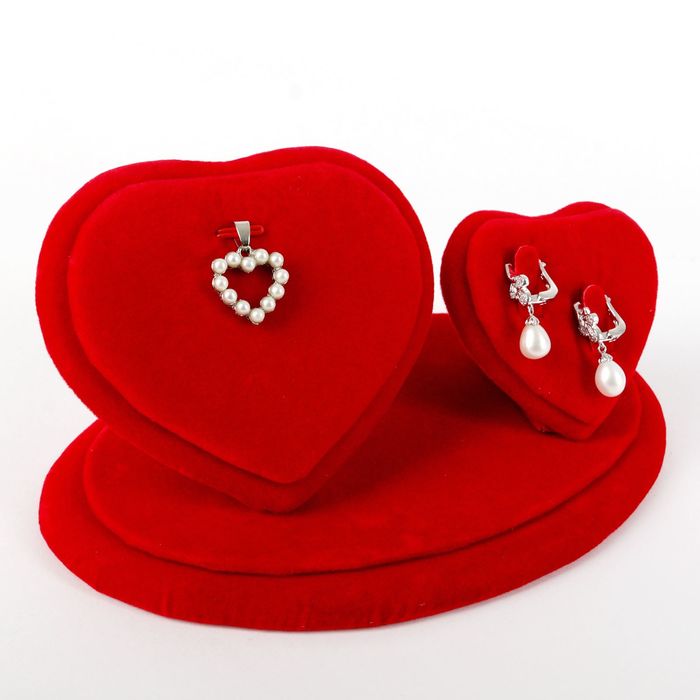 Подставка под украшения "Два сердца", 18*10,5*9, цвет красный
