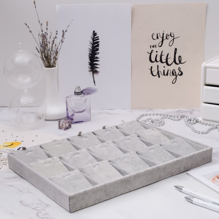 Подставка под кулоны, цепочки, подвески 15 шт, 35*24*3, цвет серый