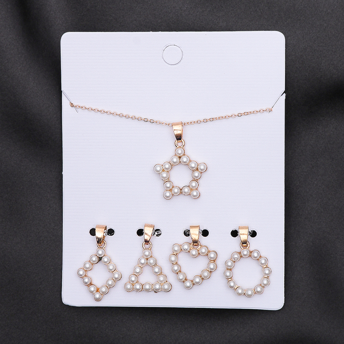 Кулон "Жемчужная геометрия" 5 сменных подвесок, цвет белый в золоте