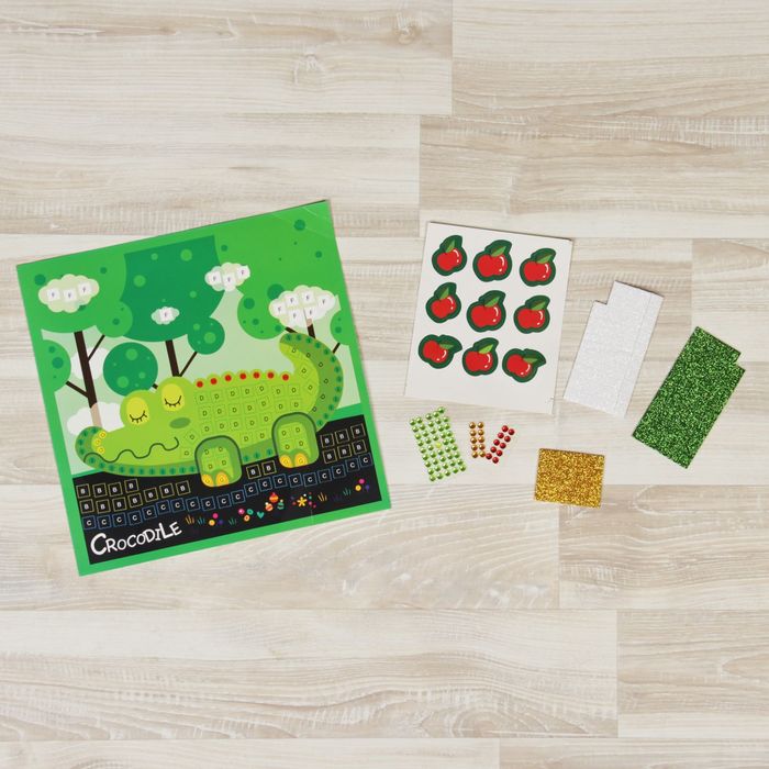 Мозаика стикерная "Крокодил" с наклейками и стразами