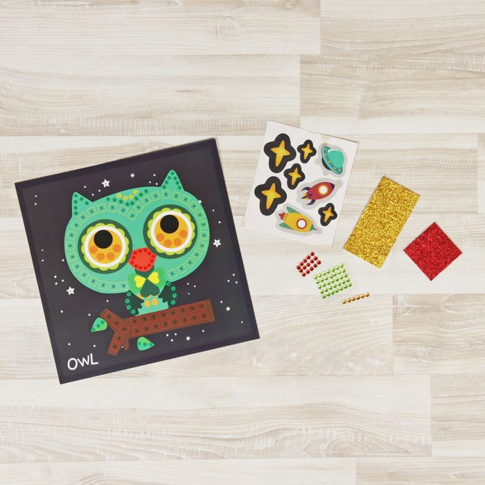Мозаика стикерная "Сова" с наклейками и стразами