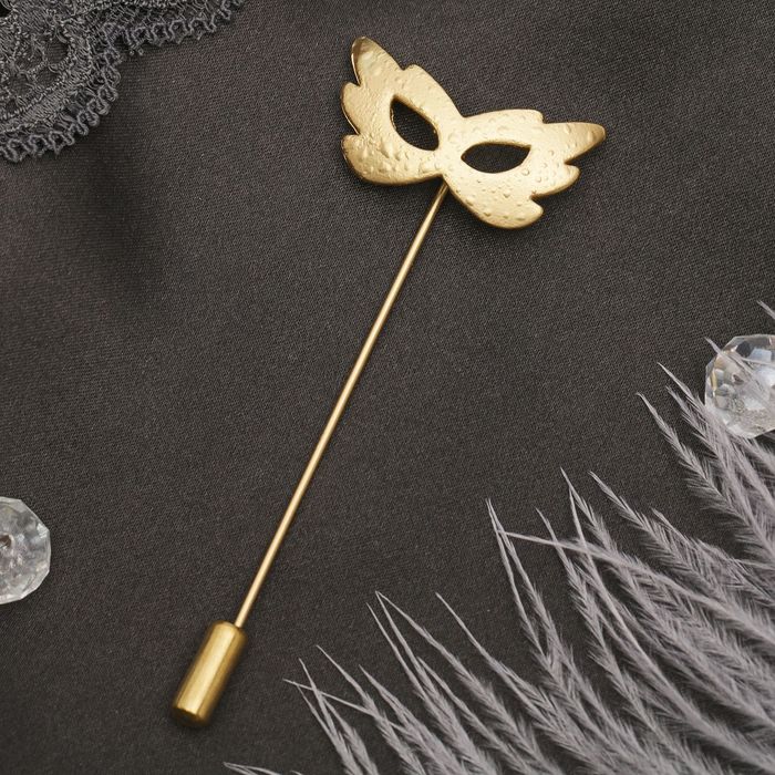 Булавка "Маска", цвет матового золота