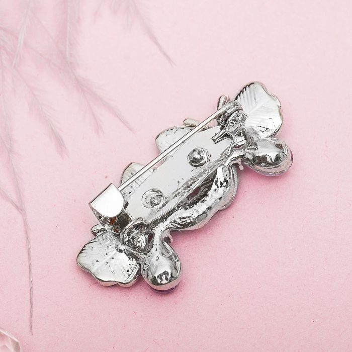 Брошь "Бабочки пара", цвет сиреневый в серебре