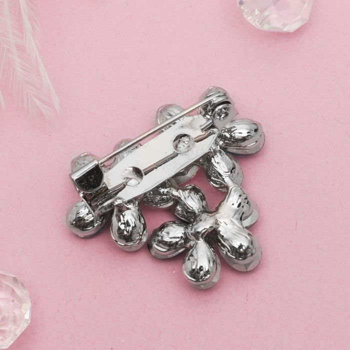 Брошь "Цветов соцветие", цвет изумрудно-радужный в серебре