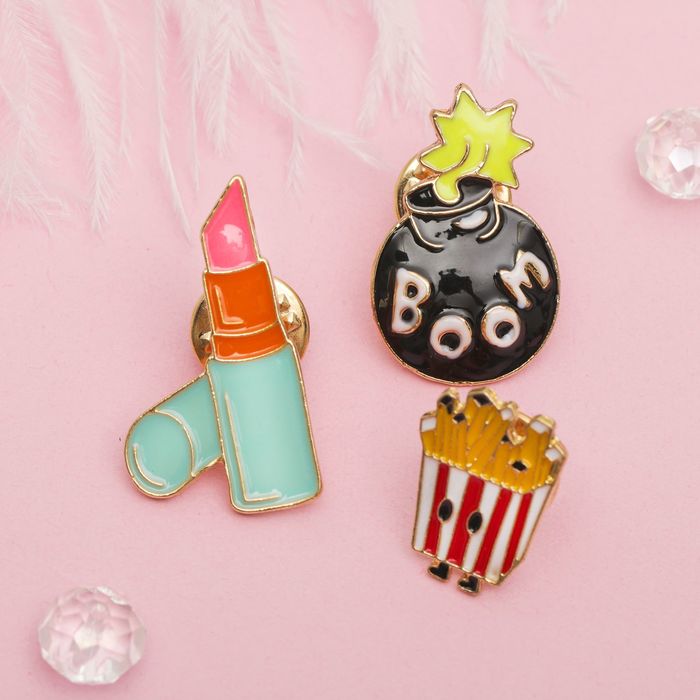 Набор значков "Бомба", разноцветный в золоте