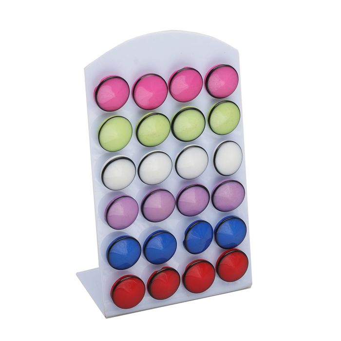 Пусеты 12 пар "Круг" ассорти, цвет МИКС, d=1,7см