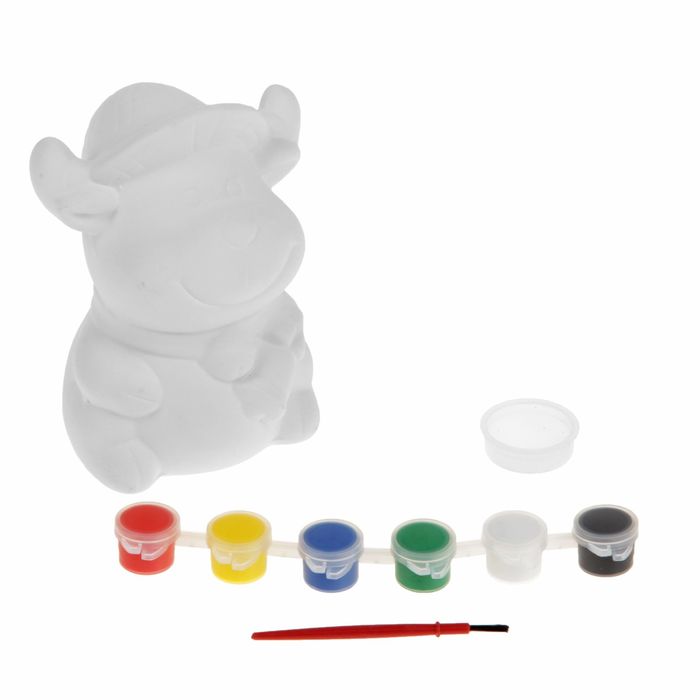 Роспись по керамике - копилка "Олень с колокольчиком" + краски 6 цветов по 3 мл, кисть