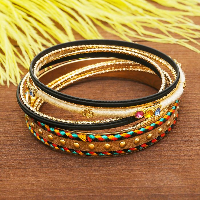 Браслет-кольца 8 колец "Плетение" радуга, цвет бежевый в золоте