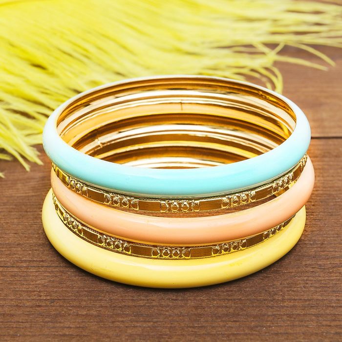 Браслет-кольца 5 колец "Яркий день", цветной в золоте