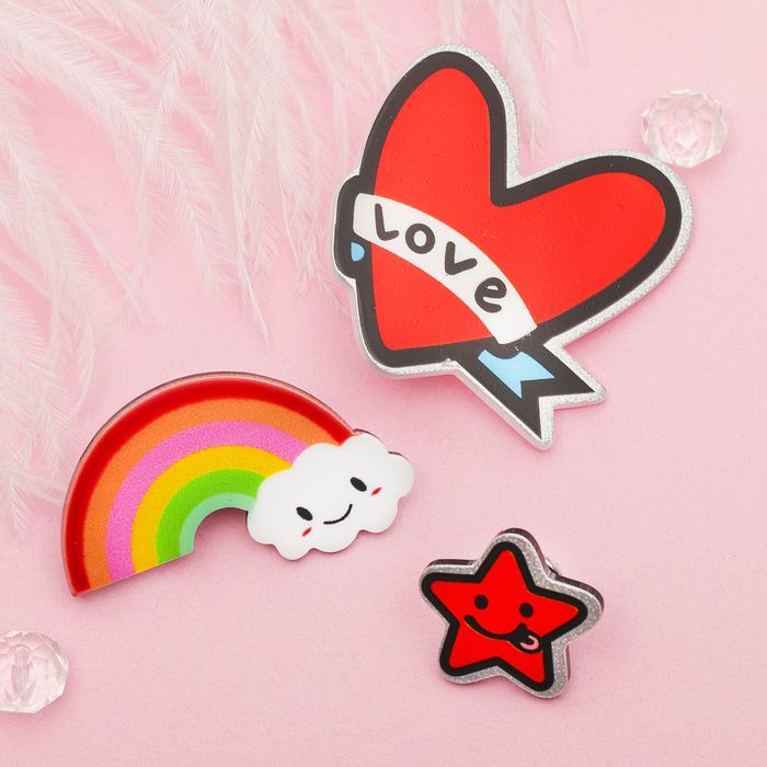 Набор значков "Радужная любовь", разноцветный