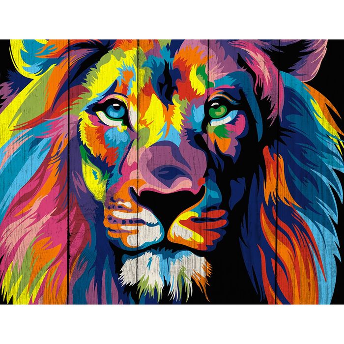Роспись по дереву "Лев в стиле pop-art", 40 × 50 см