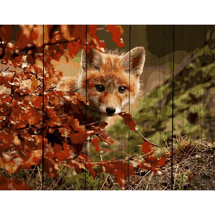 Роспись по дереву "Хитрый лис" 40х50 см