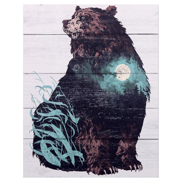 Роспись по дереву "Хозяин тайги" 40х50 см