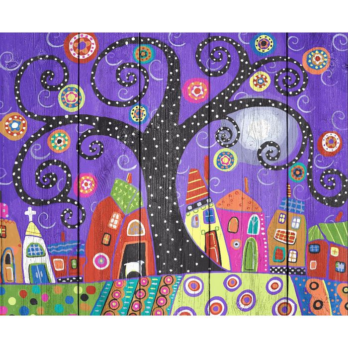 Роспись по дереву "Кудрявое дерево" 40х50 см