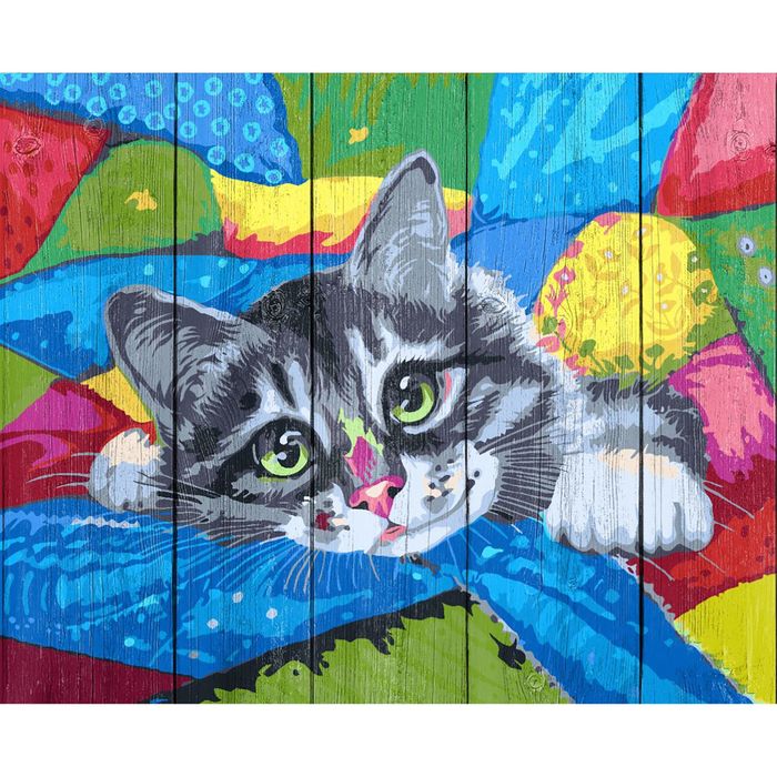 Роспись по дереву "Котенок" 40х50 см