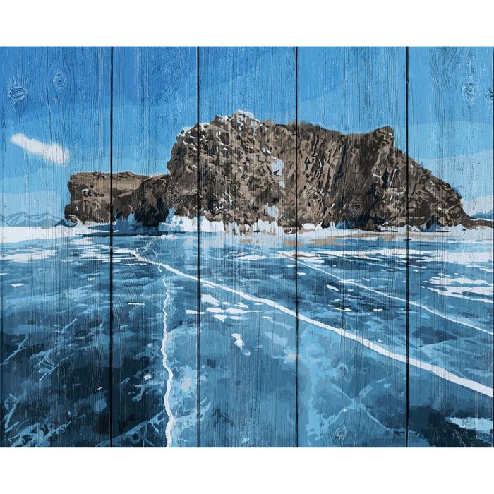 Роспись по дереву "Байкальский лед" 40х50 см