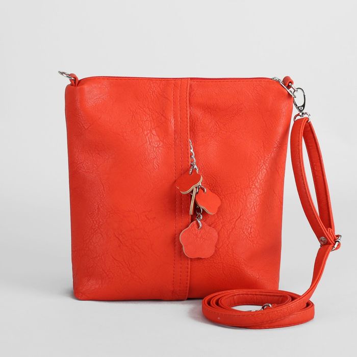 Сумка женская на молнии, 1 отдел, 2 наружных кармана, регулируемый ремень, цвет красный