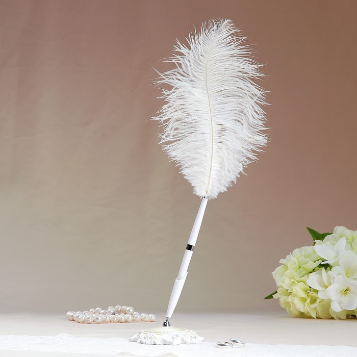 Ручка-перо на подставке "Элегантная", полистоун 10*10*40см.