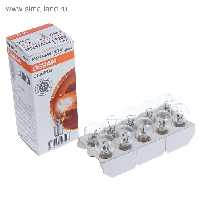 Лампа автомобильная Osram, P21/4W, 12 В, 21/4 Вт, BAZ15d лампа автомобильная osram h21w 12 в 21 вт 64136