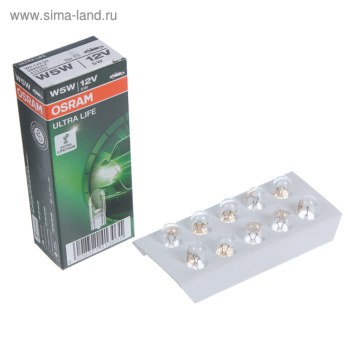 фото Лампа автомобильная osram ultra life, w5w, 12 в, 5 вт, w2,1x9,5d