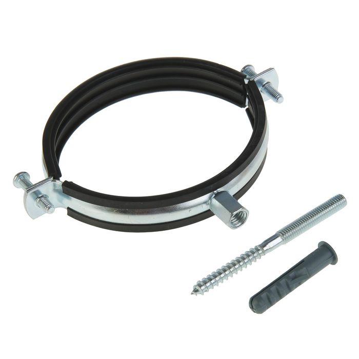 Хомут сантехнический TAEN, 4", 107-115 мм, гайка М8/М10, шпилька сантех. М8*100 и дюбель