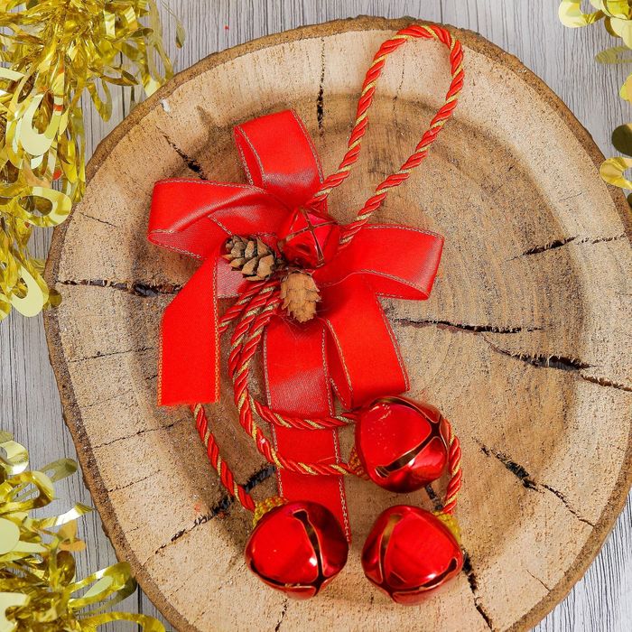 Украшение новогоднее "Бантик с бубенцами" 15 см