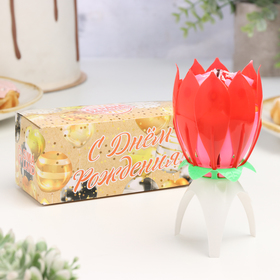 Свеча для торта музыкальная 'Тюльпан', красная, 12×5 см Ош