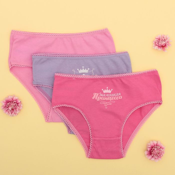Набор трусов детских KAFTAN "Маленькая принцесса" 3 шт, рост 122-128 (34), 7-8 лет 100% хлопок 248