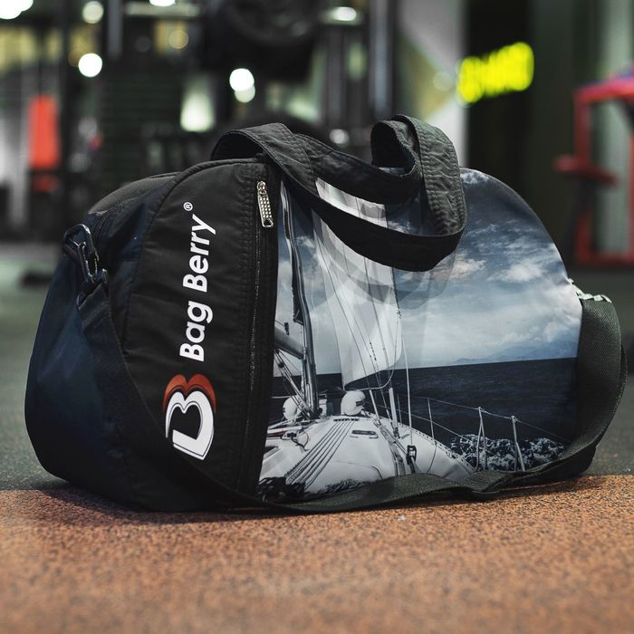 Сумка спортивная на молнии "Фитнес", 1 отдел, наружный карман, регулируемый ремень, цвет чёрный