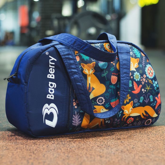 Сумка спортивная на молнии "Фитнес", 1 отдел, наружный карман, регулируемый ремень, цвет синий/разноцветный