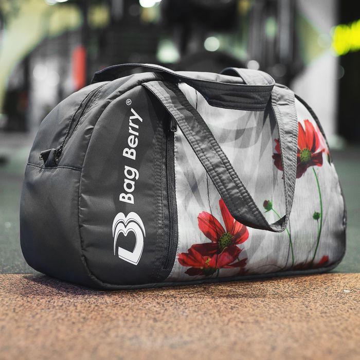 Сумка спортивная на молнии "Фитнес", 1 отдел, наружный карман, регулируемый ремень, цвет чёрный/серый