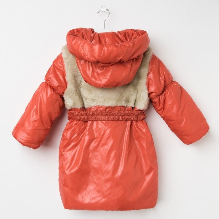Пальто для девочки "Пушок", рост 104 см, цвет коралловый Д016